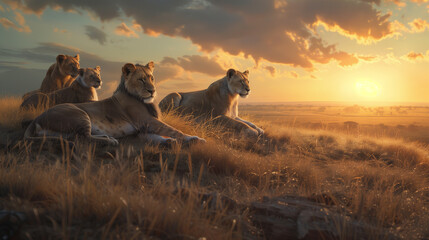 Sunrise Over Savannah Lions
