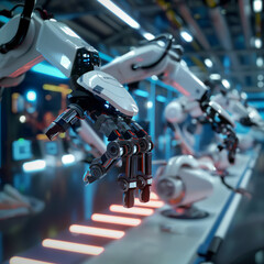A latest advancements in industrial robotics technology, with robotic arms equipped with sensors...
