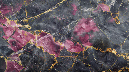 Muted fuchsia  dark gray marble texture with golden veins designed to replicate elegant stone surfaces