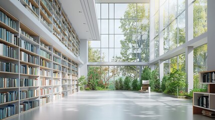 Modern Library Bookshelf: World Book Day Celebration, Education Day Scene | 3D Render