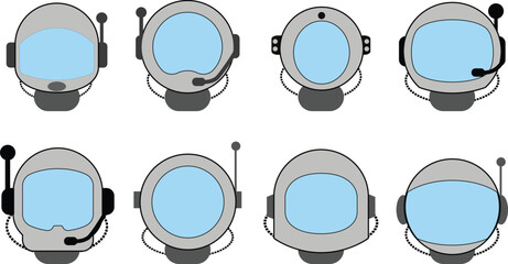 astronaut Helmet character helmet clipart vector illustration collection set