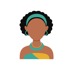African Woman Avatar with Portrait Style. Isolated Illustration on White Background.