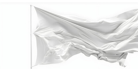 White waving flag template For your design Empty white flagpole for your design  . 

