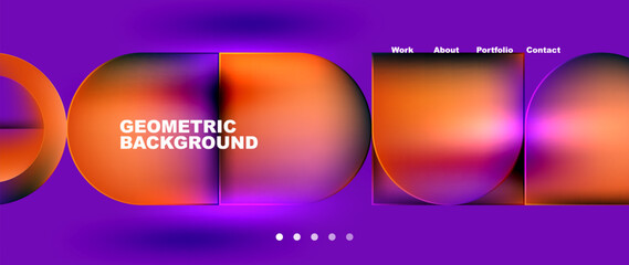 Bright colorful squares with round elements minimal geometric background. Vector Illustration For Wallpaper, Banner, Background, Card, Book Illustration, landing page