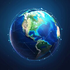 Fototapeta premium Globally Connected 3D Earth Icon, AI Generative