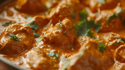 Indian butter chicken curry steaming hot