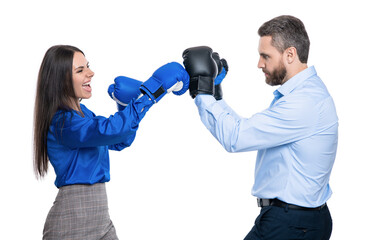 two businesspeople solving business conflict. arguing in business office. argument between...