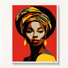 contemporary elegance modern minimalistic pop art poster featuring a woman in african style,Beautiful woman face abstract watercolor illustration on the white background with copy space. Portrait ,