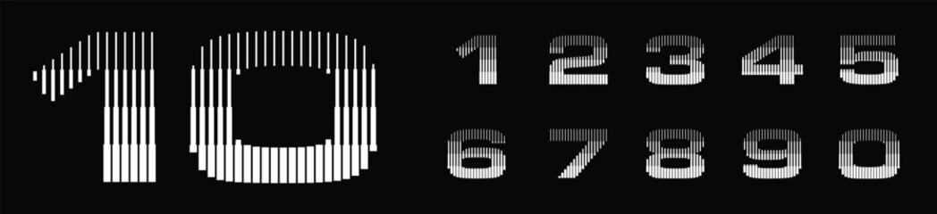 Number Font with Abstract Line Pattern