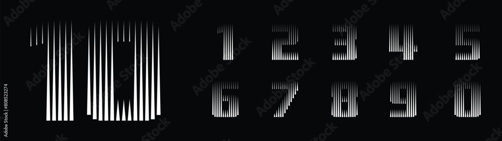 Poster number font with line pattern