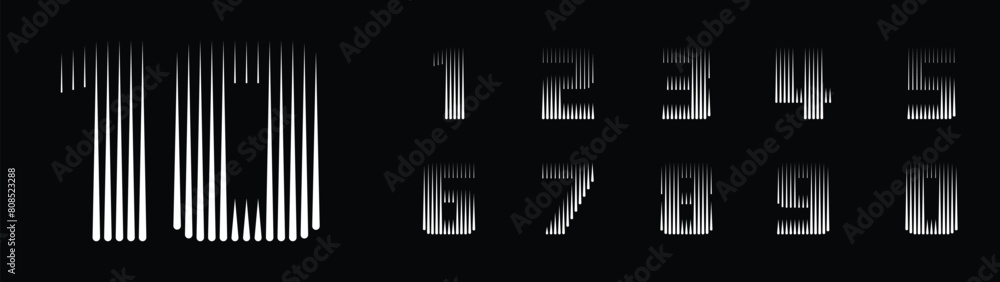 Poster number font with line pattern