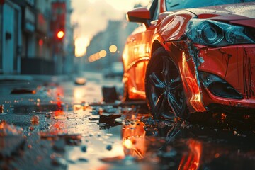 An automobile collision in a city. Generative Ai