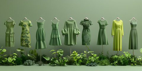A green dress with a green bodice on the front. on a pile of clothes with a green dress on it.

