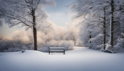 parc in wonderful snow landscape