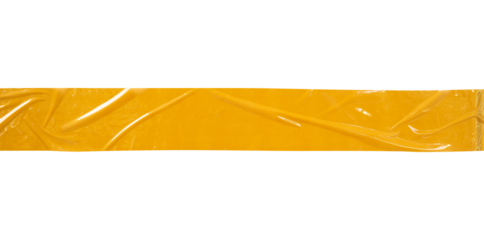Isolated yellow tape. Tear horizontally, pieces of adhesive.