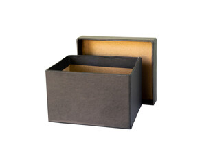 black box with an open lid isolated on a white background