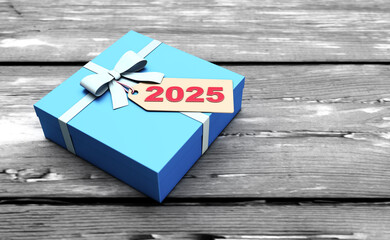 New Year 2025 Creative Design Concept with gift box - 3D Rendered Image	