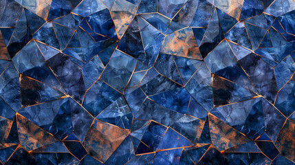 Copper Toned Polygons on an Indigo Background