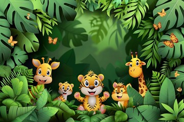 Fototapeta premium Wildlife Wonders: A Captivating Collection of Exotic Animal Clipart in Their Natural Habitats