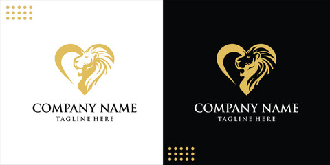 lion heart logo, design inspiration, vector