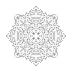 Isolated Mandala design coloring book page for kdp book interior