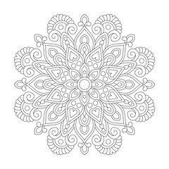Round line pattern Mandala coloring book page for kdp book interior