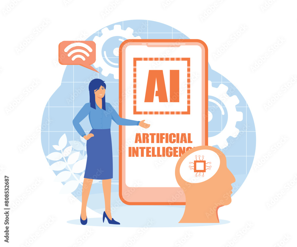 Poster artificial intelligence concept. digital brain with neural network. ai chip, machine learning, analy