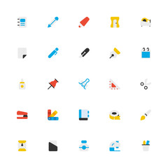 Stationery Icon with Flat Style. Education Icon Collection with Editable Stroke and Pixel Perfection