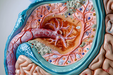 Graphic Illustration Showing Detailed View of Stomach Ulceration