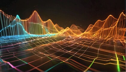 Sci-fi wallpaper with glowing lines in a futuristic tech grid design