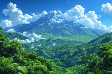 Fototapeta premium Natural Wonders Clipart Library: Rainforests, Deserts, Mountains & Wildlife