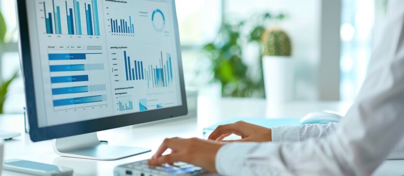 Business man using a computer with dashboard analyst business grow