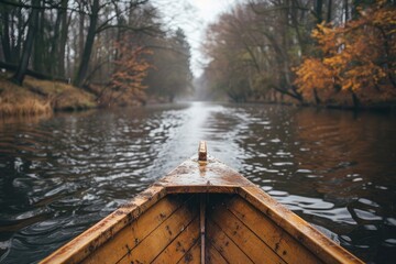 wooden boat in river