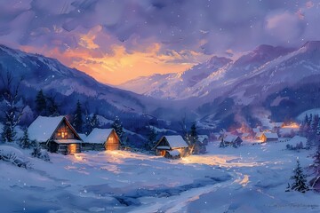 Quiet Evening in the Winter Mountains