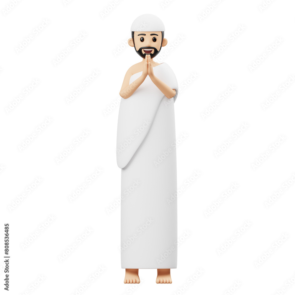 Wall mural 3D Character Muslim Man Greeting