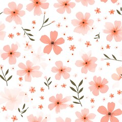 seamless pattern with pink flowers