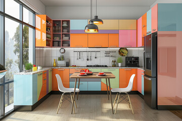 modern kitchen interior with kitchen furniture
