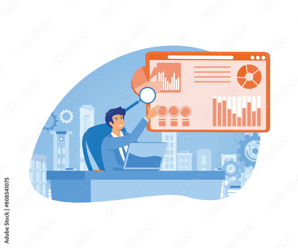 Poster data driven business model concept. data analytics, data-driven business, comprehensive strategy, ne