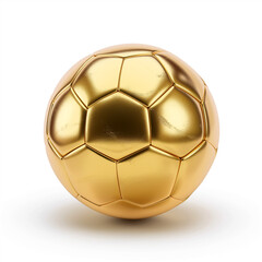 a close up of a golden soccer ball on a white surface