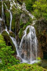 Waterfall in the Plitvice Lakes National Park. One of the most popular travel destination in Croatia.