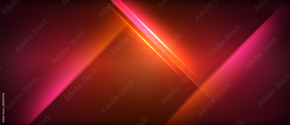 Poster vibrant red and orange light beams create a colorful pattern on a dark background, with hints of mag