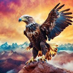 eagle flying vibrant color