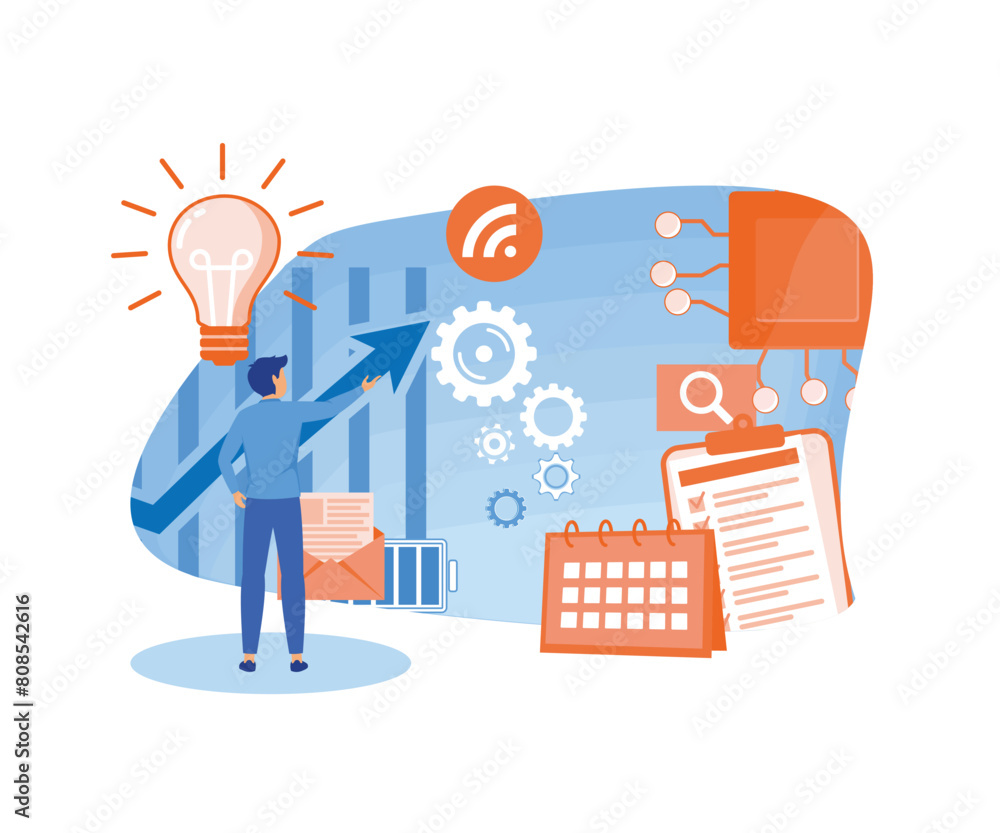 Poster performance tools and software solutions abstract concept. business intelligence, innovative solutio