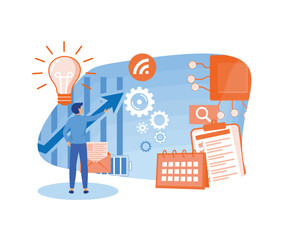 Performance tools and software solutions abstract concept. Business intelligence, innovative solution, data analysis. flat vector modern illustration