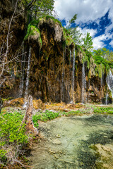 Waterfall in the Plitvice Lakes National Park. One of the most popular travel destination in Croatia.