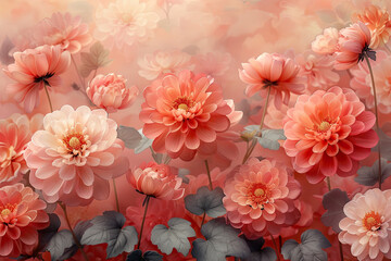 Pink flowers background. Created with Ai