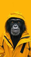 Monkey Fashion on yellow background
