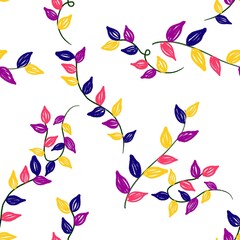 seamless leaves and flowers pattern design for background, wallpaper, fabric.