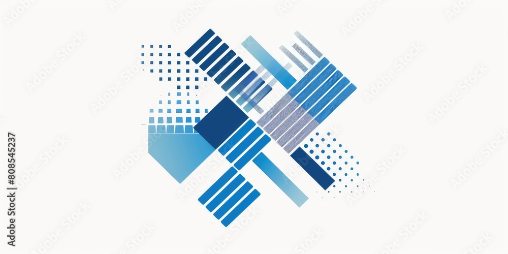 Poster a vector graphic logo of an abstract pattern in blue and white, representing growth or progress. the