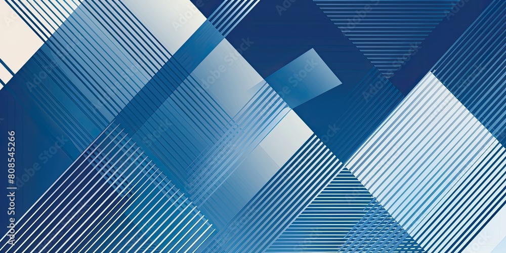 Poster a vector graphic logo of an abstract pattern in blue and white, with a triangle at the bottom right 